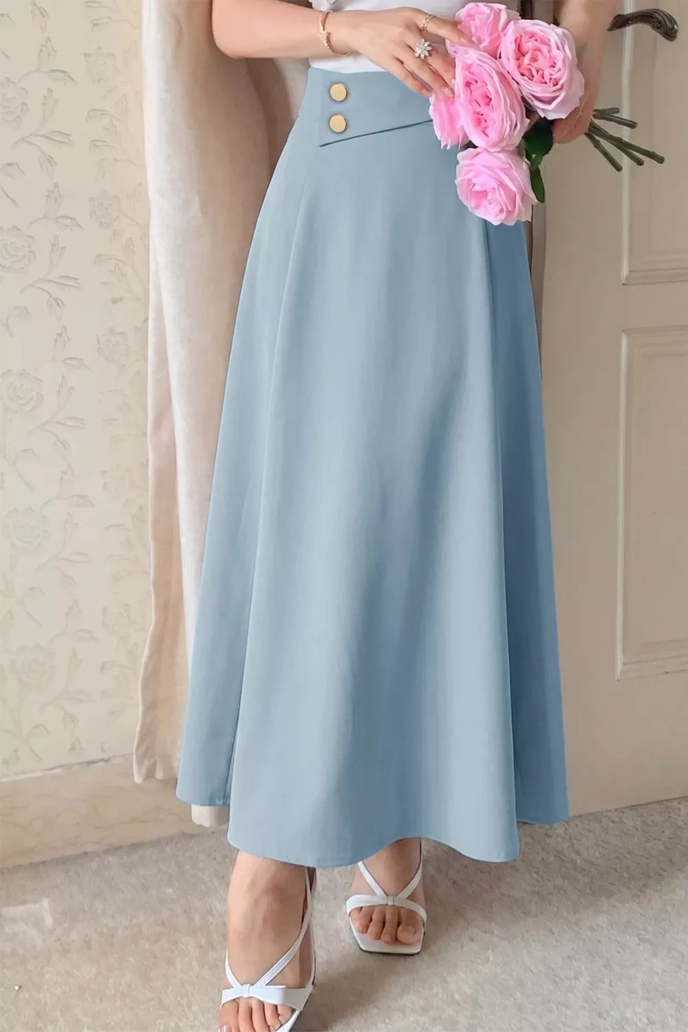 Trendsi A-Line Midi Skirt with Zipper -