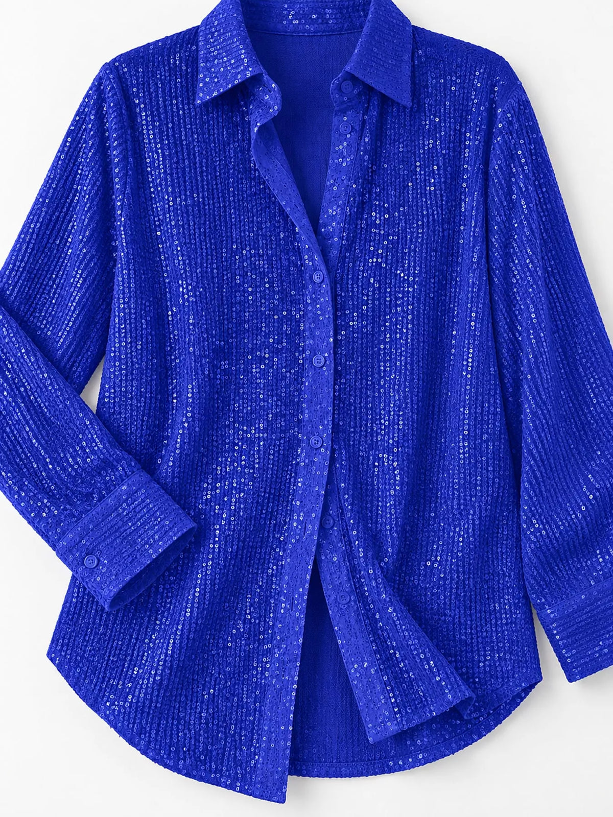 Sequin shirt, blue cuff detail