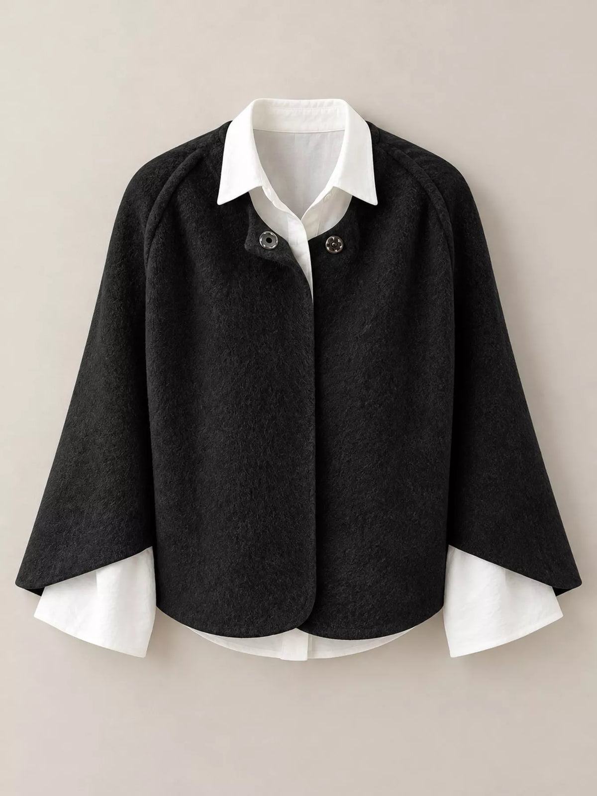Fuzzy Texture Open-Front Cropped Jacket — garment front