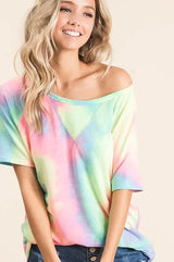 Trendsi BiBi Tie Dye French Terry Print Top -