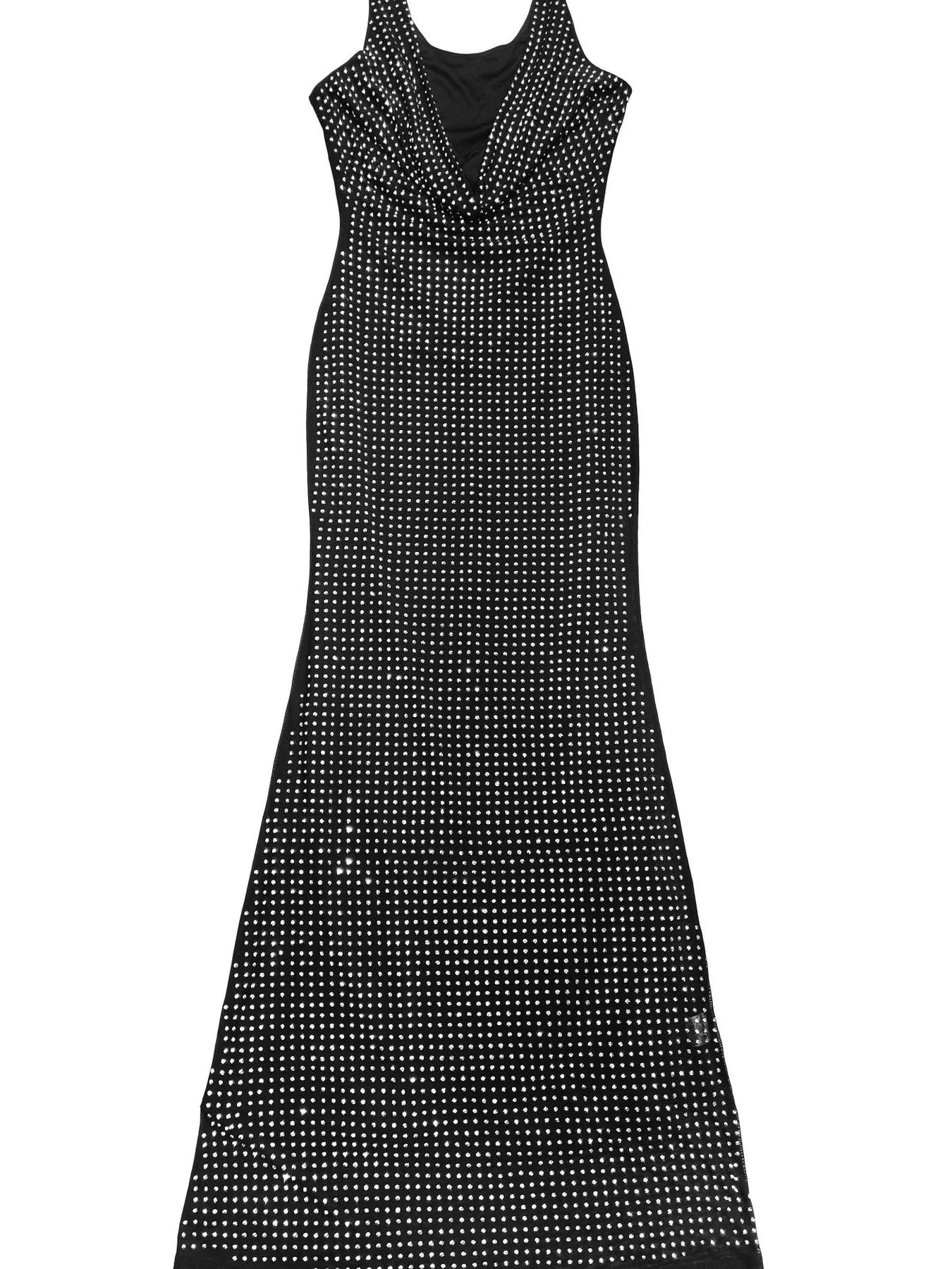 Trendsi Sleeveless Rhinestone Embellished Bodycon Maxi Dress -