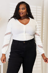 Trendsi Double Take V-Neck Dropped Shoulder Blouse -
