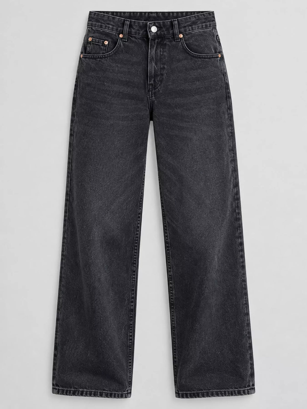 Wide-Leg Vintage Wash Jeans in charcoal, front view