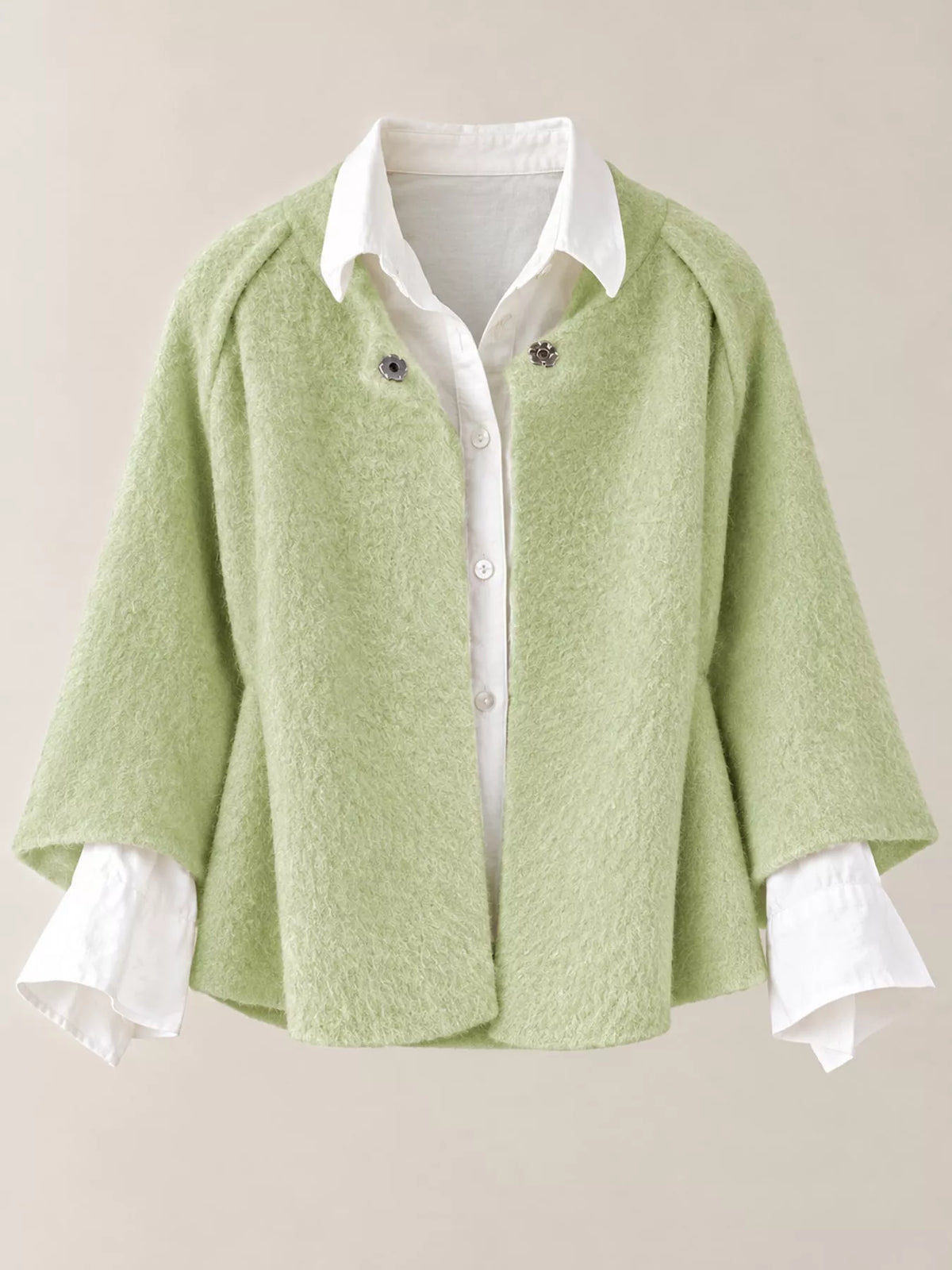 Fuzzy Texture Open-Front Cropped Jacket — garment front