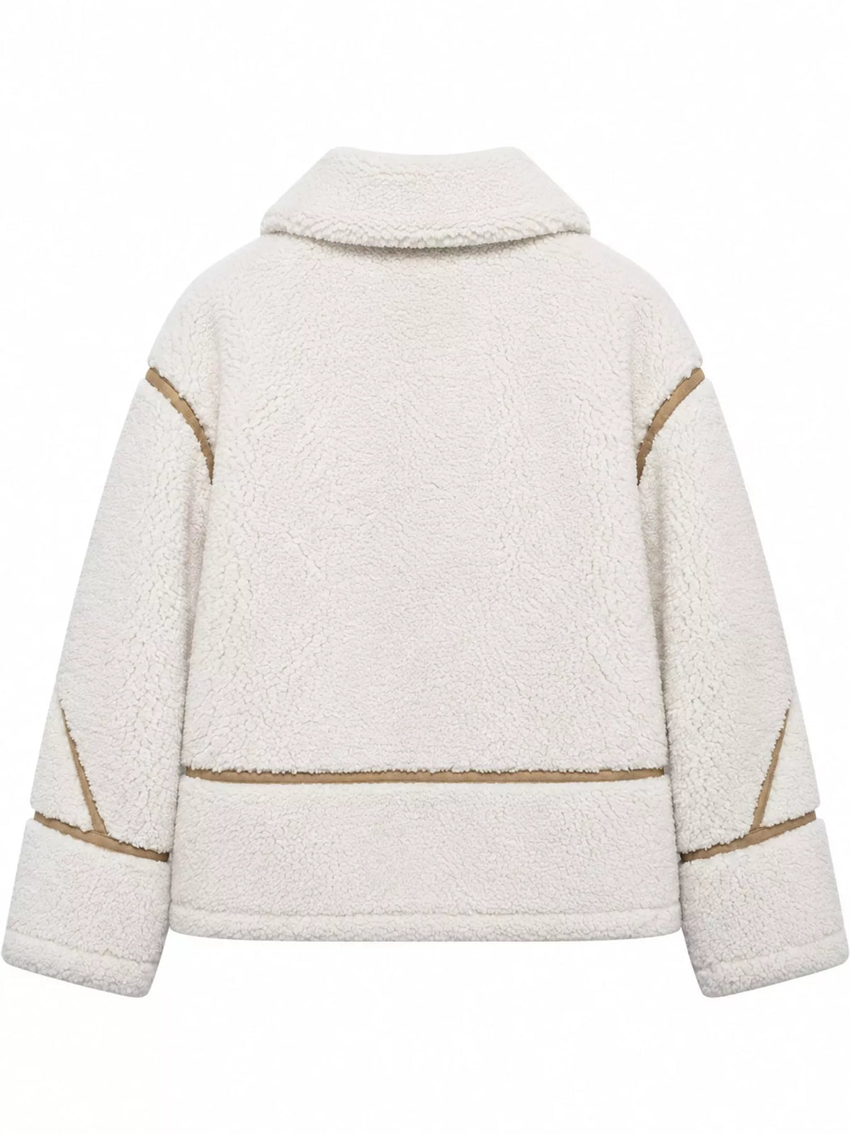 Contrast Trim Zip-Up Sherpa Jacket — back view