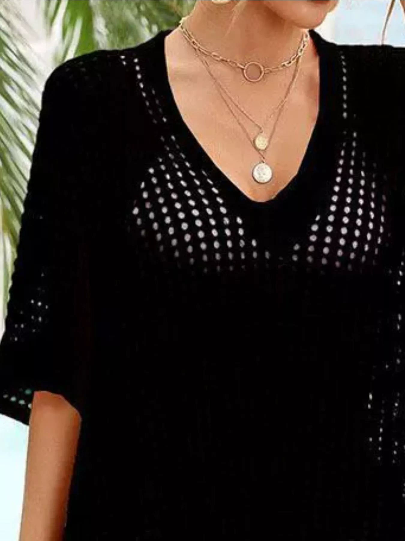 Trendsi Crochet Rainbow Trim Cover-Up Dress -