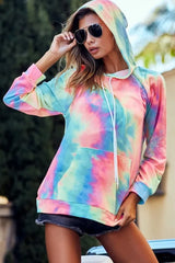 Trendsi BiBi Tie Dye French Terry Hoodie with Kangaroo Pocket -