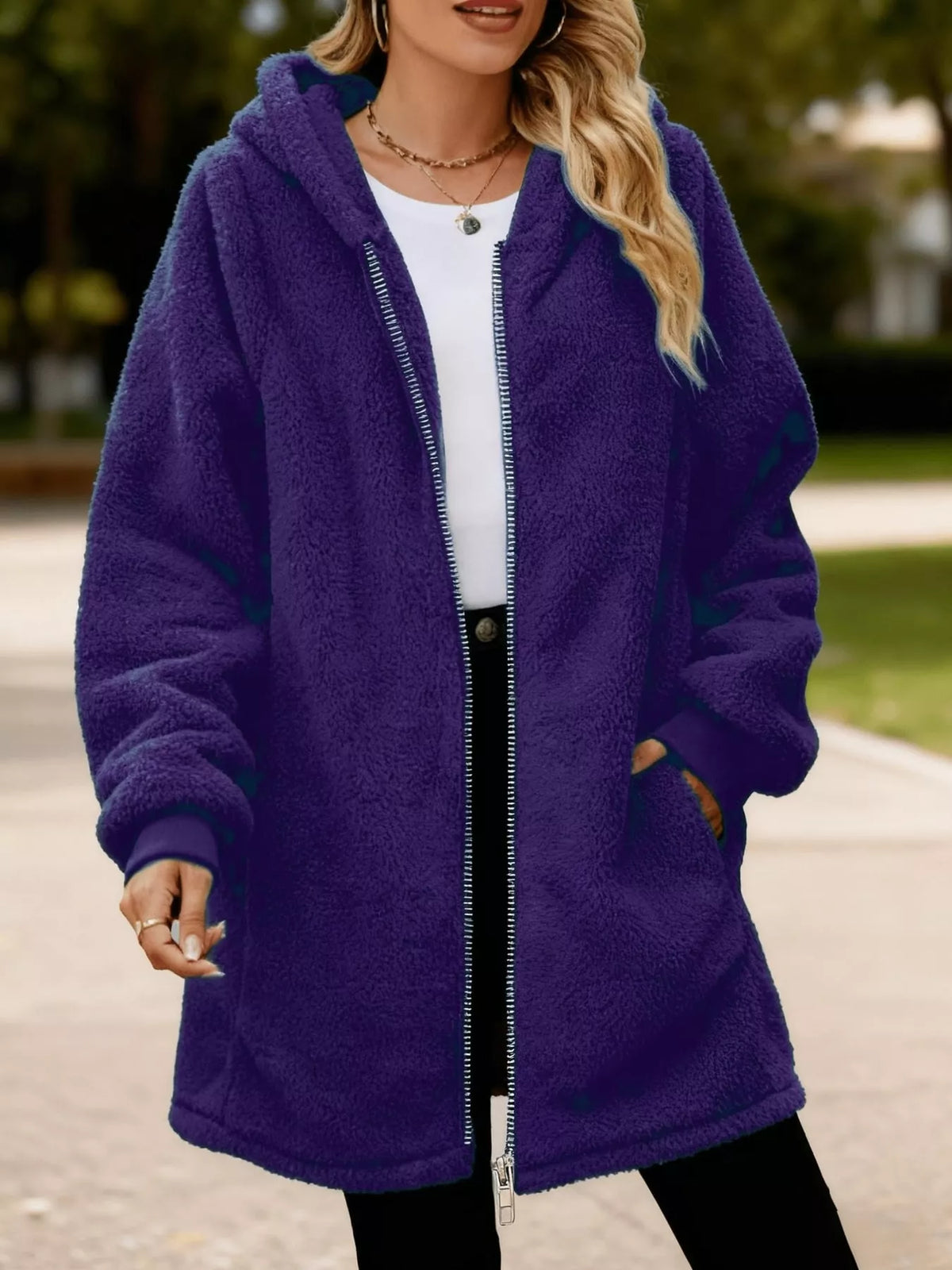 Purple long-sleeve coat