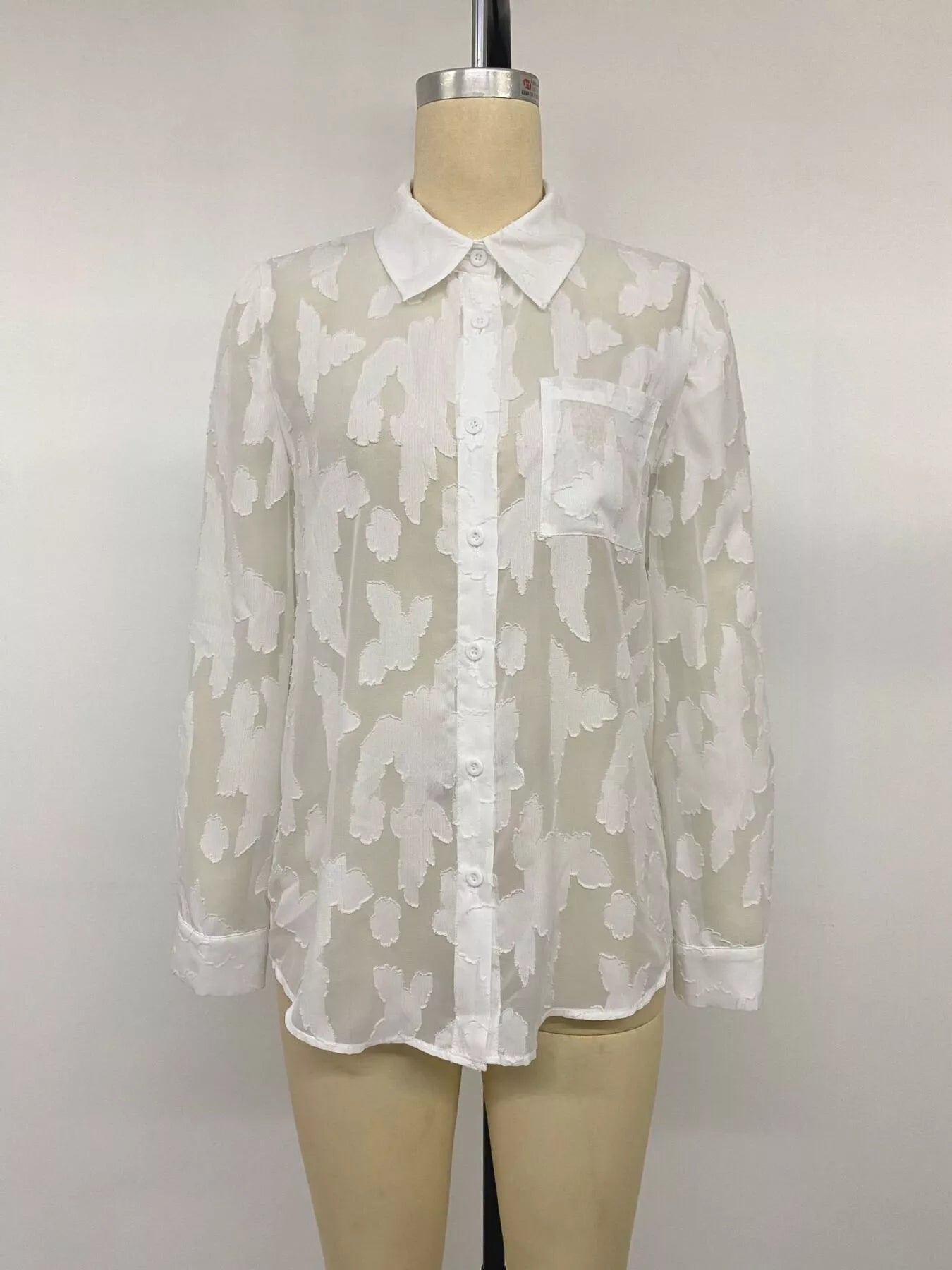 Trendsi Sheer Button-Down Shirt -