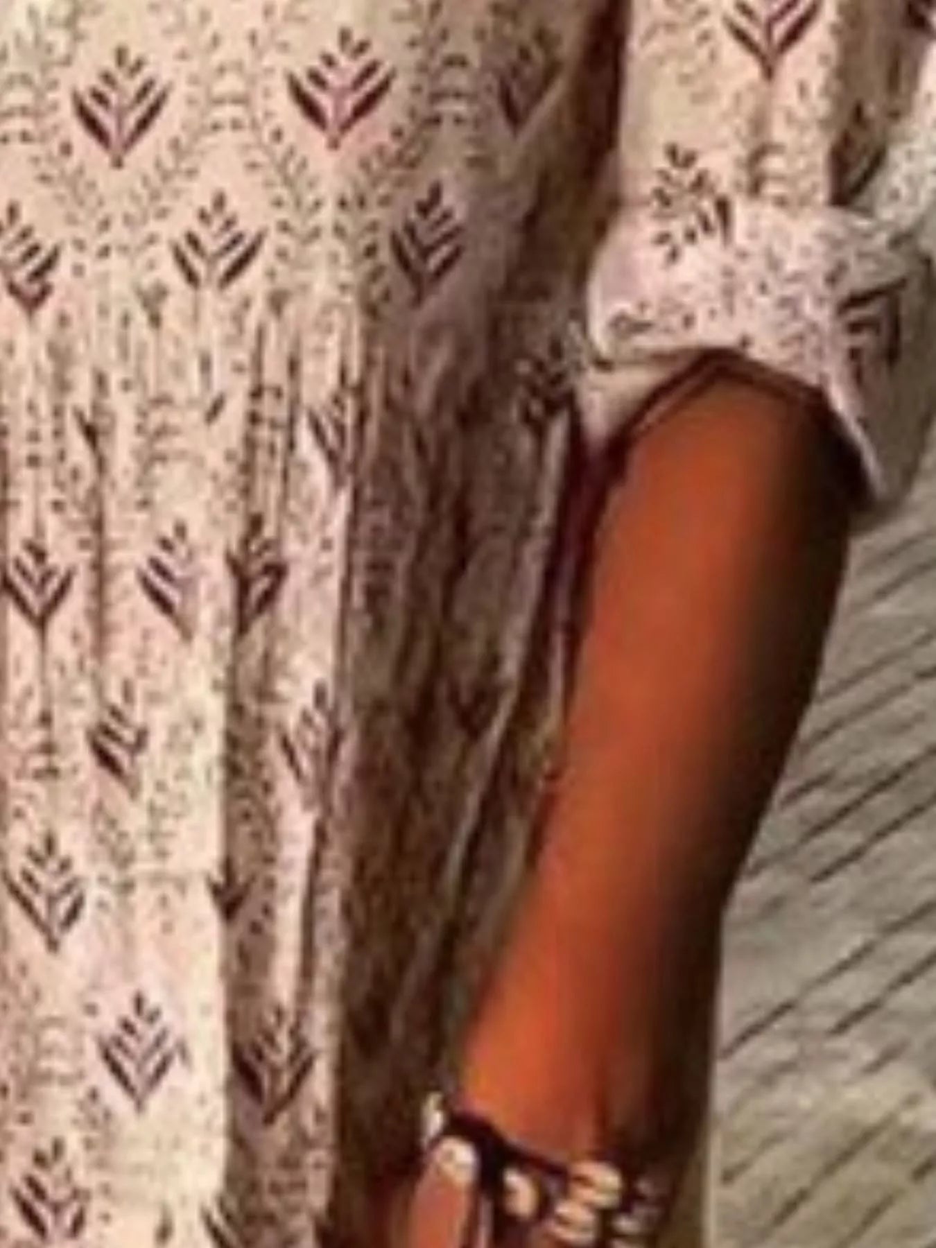 Printed notched tiered maxi dress