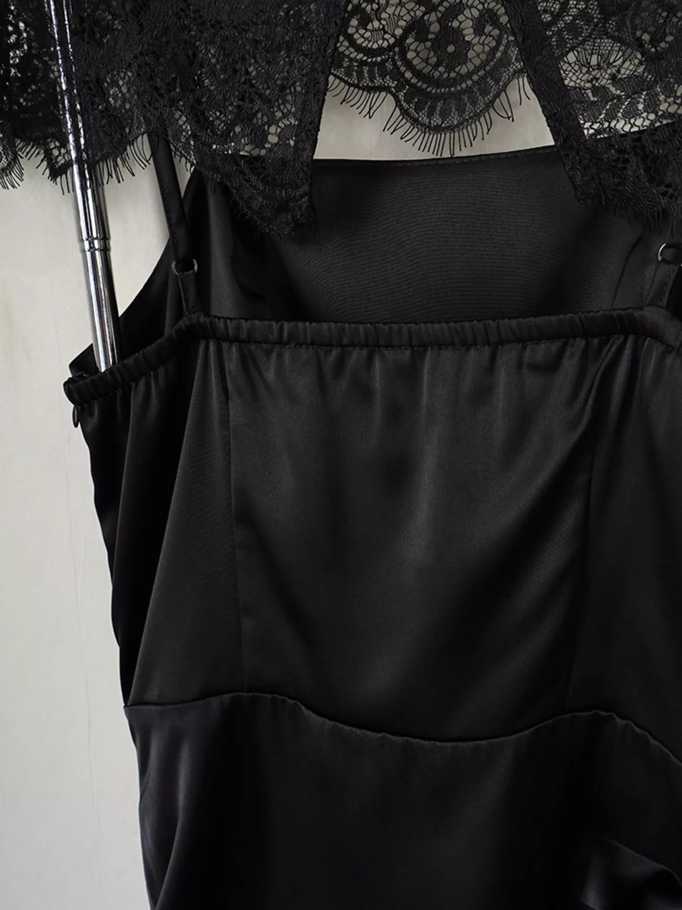 Trendsi Satin Mini Dress with Lace Detachable Cape -