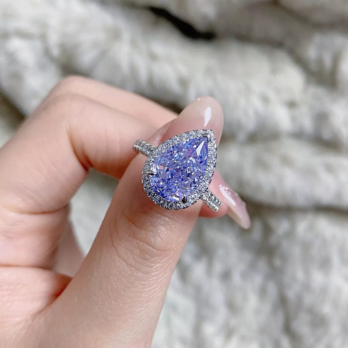 Trendsi 925 Sterling Silver Zircon Teardrop Ring -