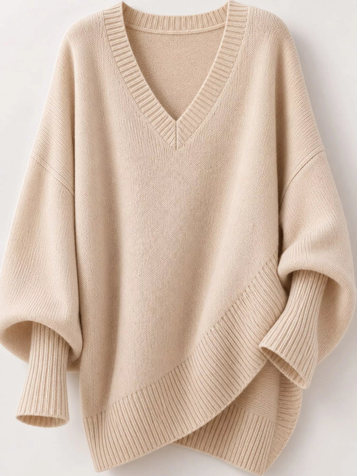 Batwing sweater, cream knit detail