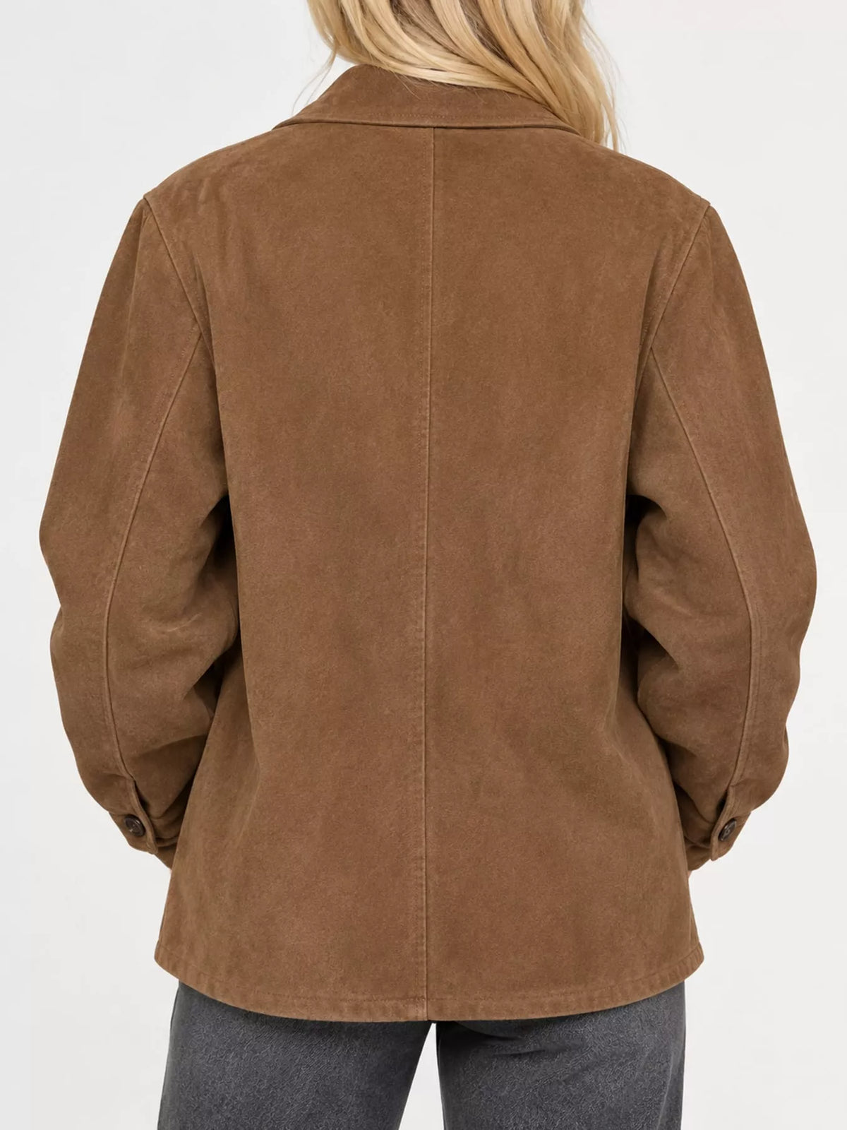 Light brown lapel blazer, back view