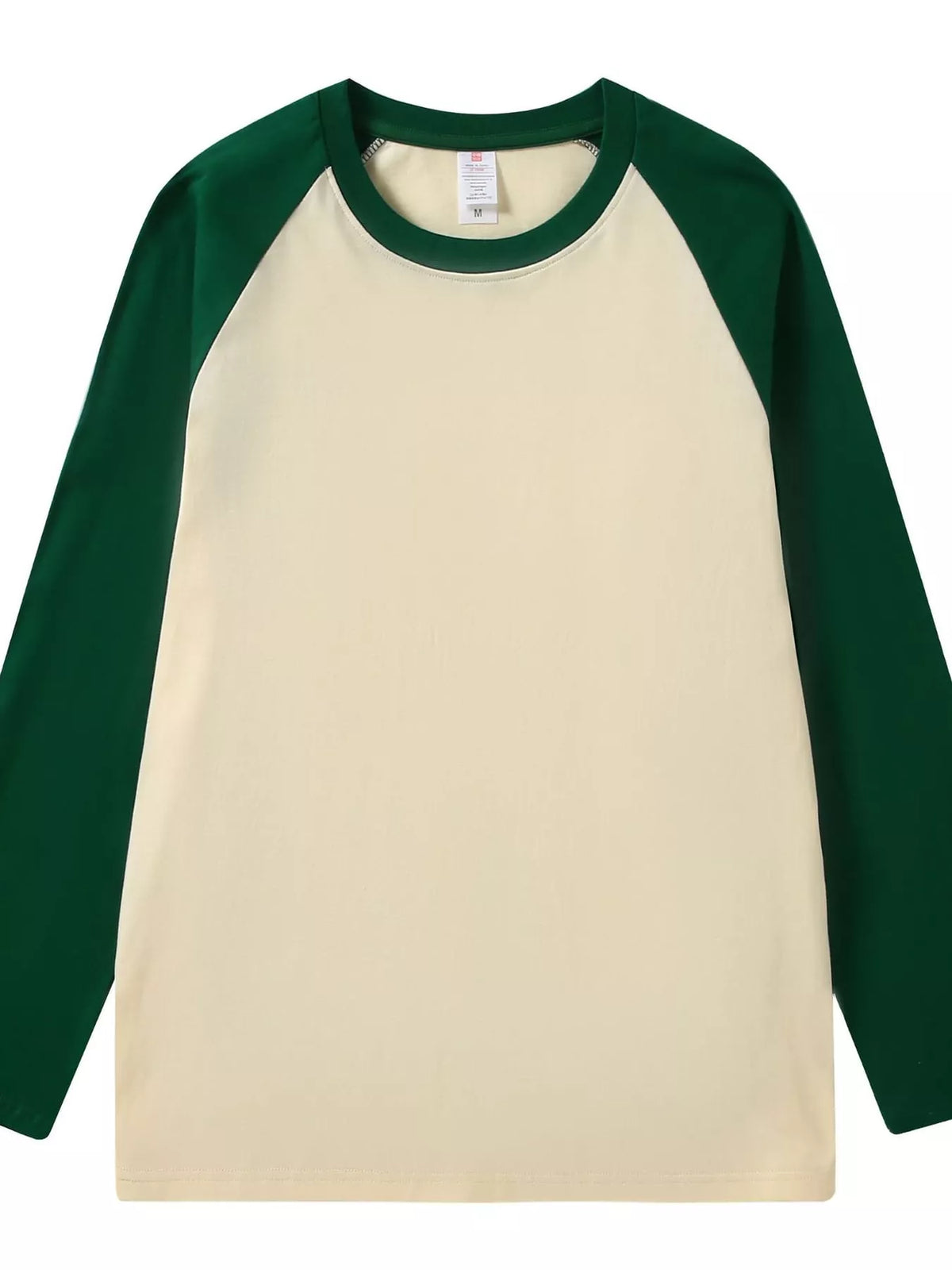 Apricot And Green contrast raglan long sleeve t-shirt
