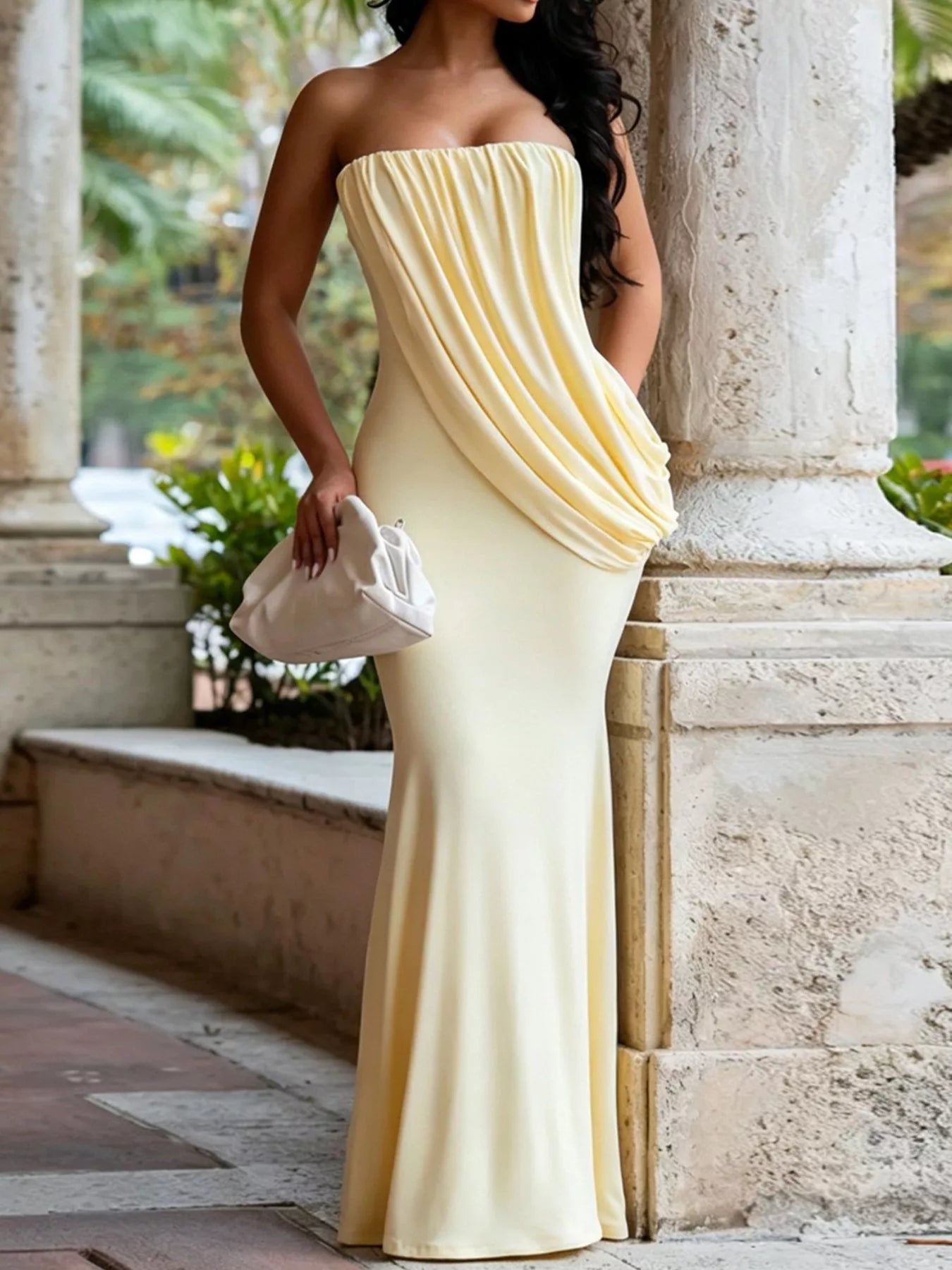 Trendsi Strapless Draped Maxi Dress -