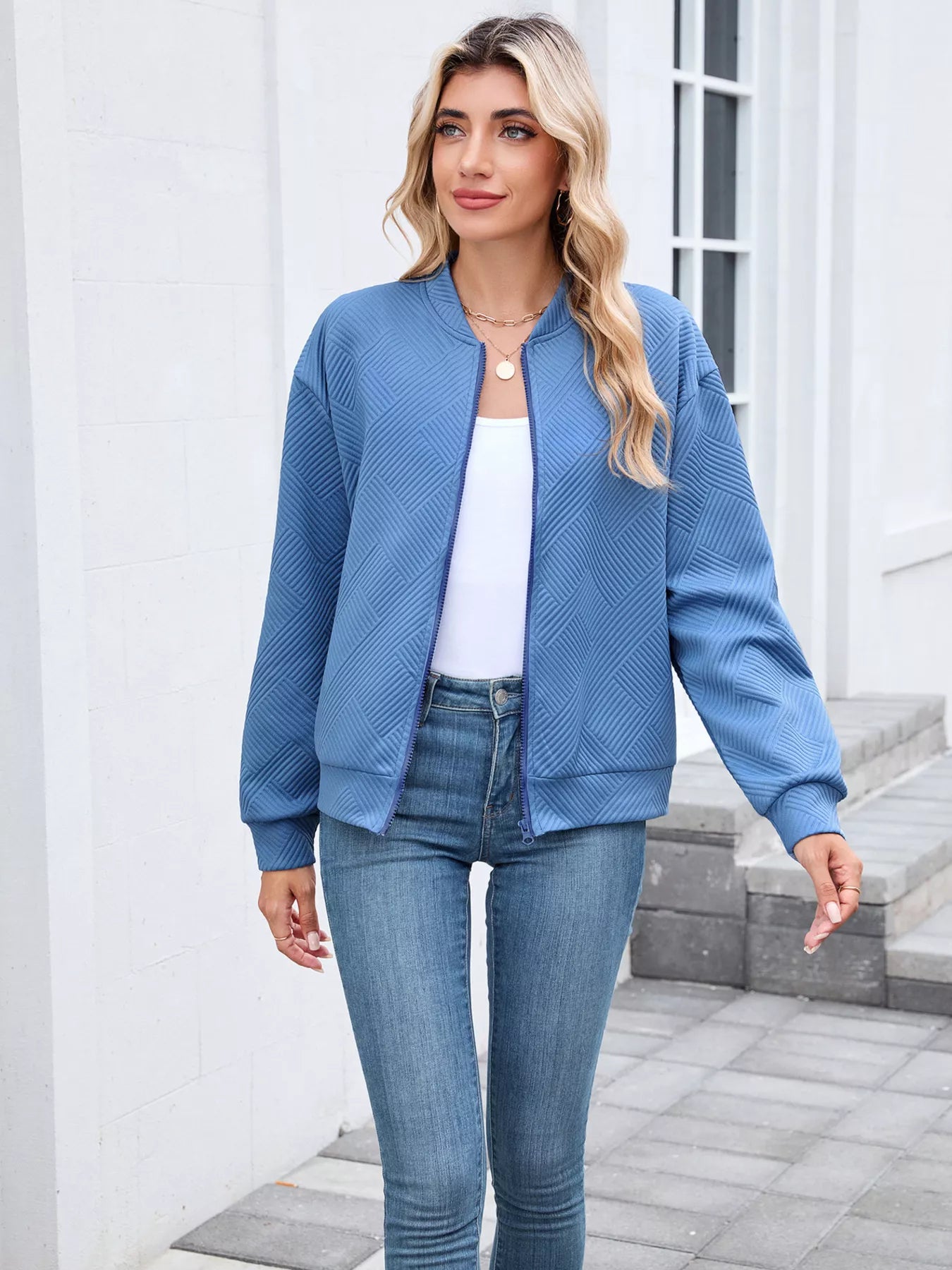 Trendsi Textured Zip Up Jacket -