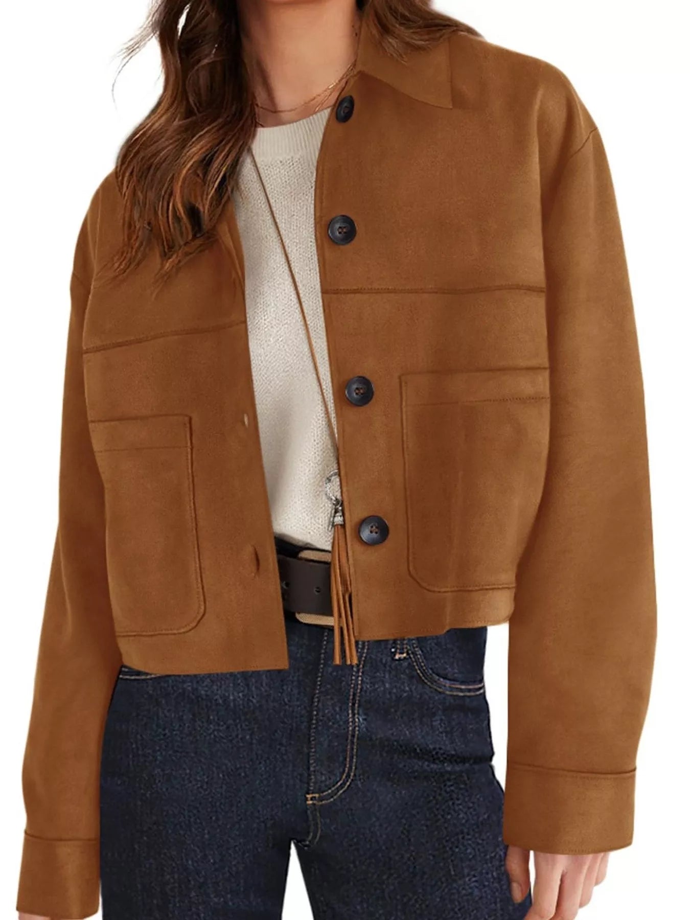 Trendsi Button-Down Cropped Jacket -