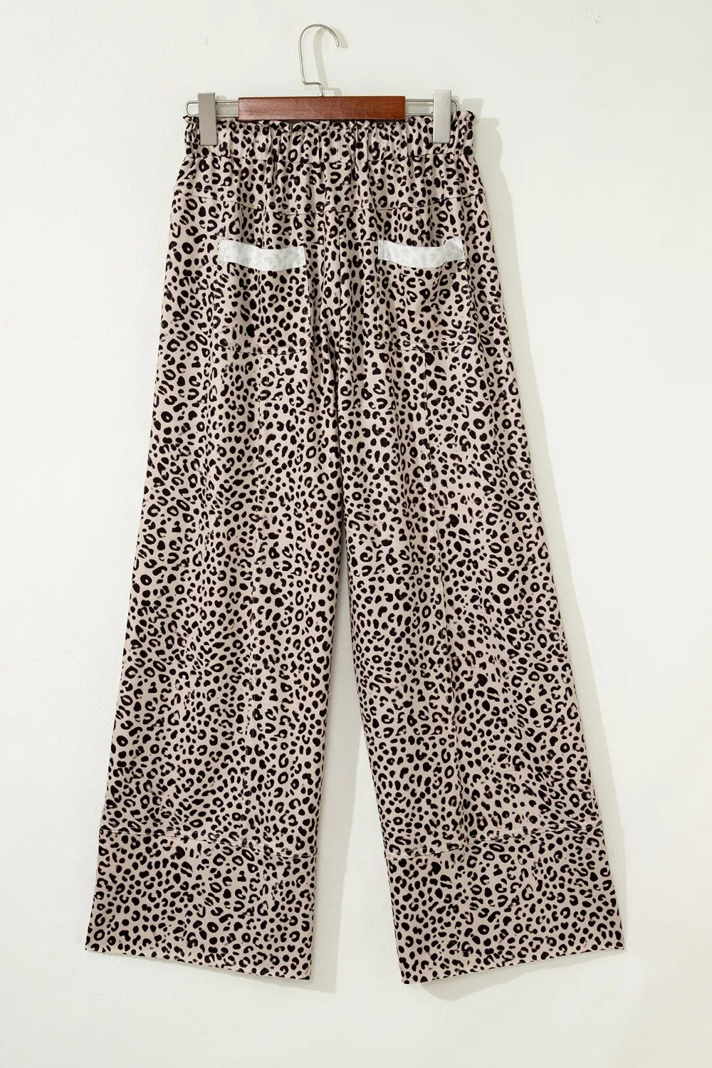 Trendsi Leopard Print Wide-Leg Pants with Drawstring -