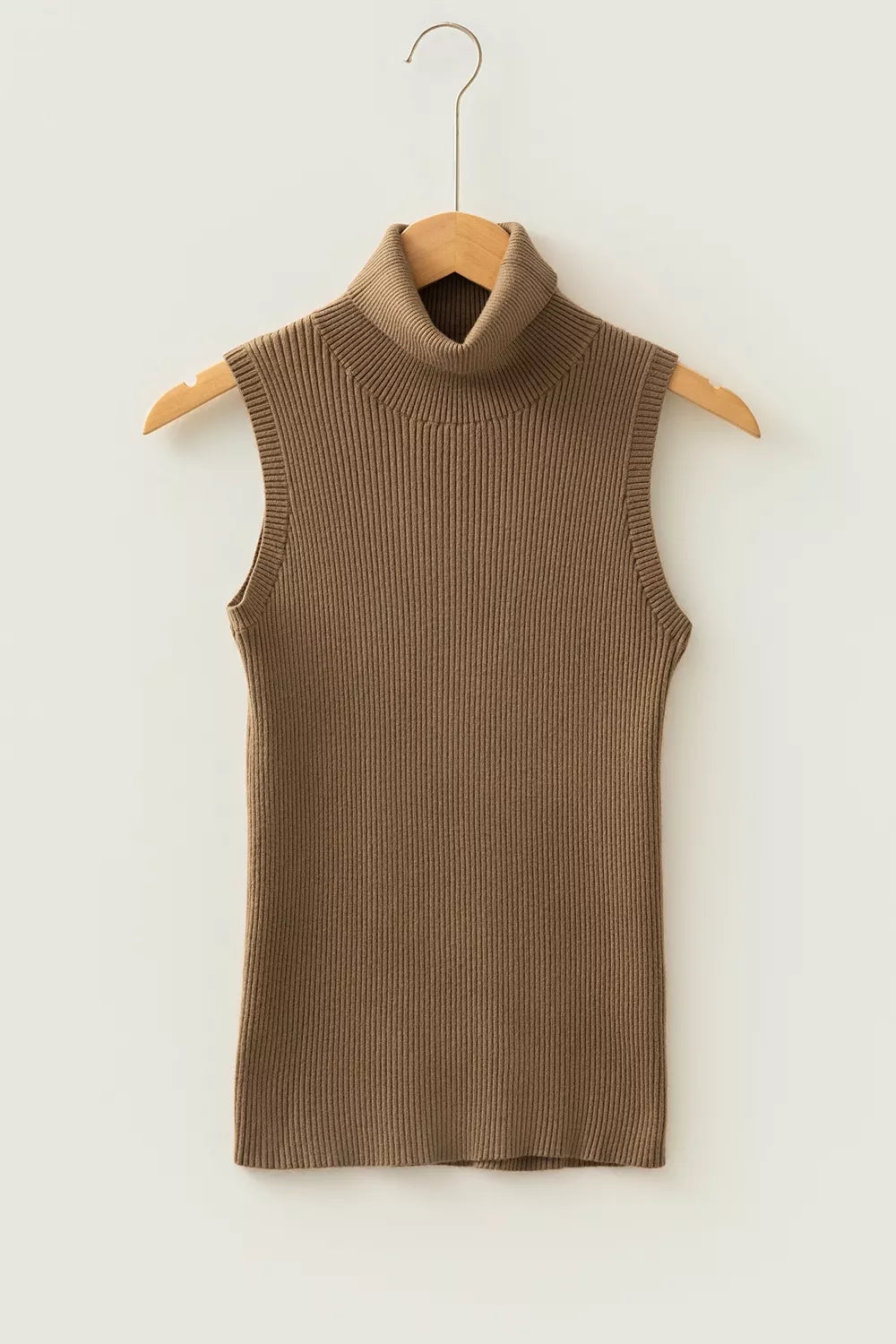Trendsi Mock Neck Ribbed Knit Sweater Vest -