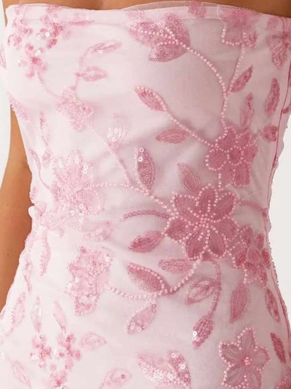 strapless mini dress, construction and design details