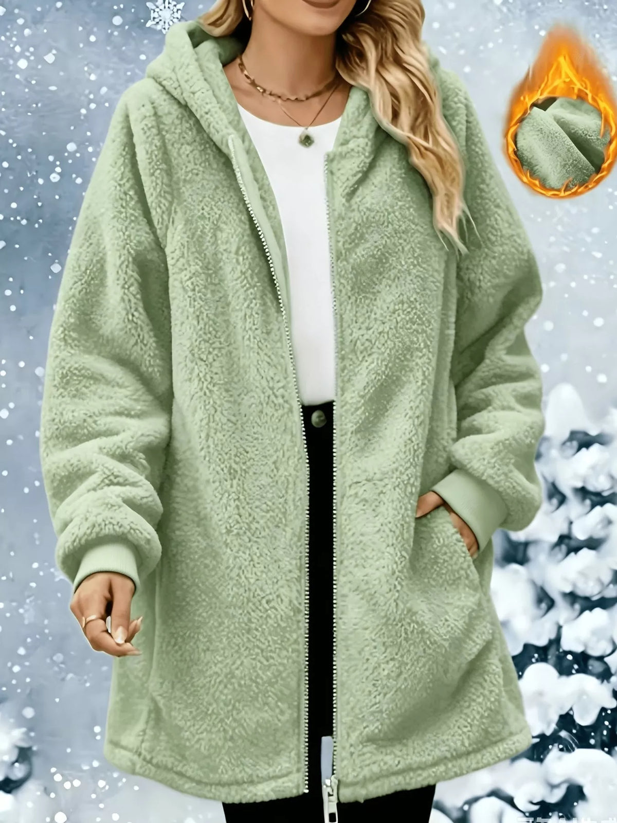Light green long-sleeve coat
