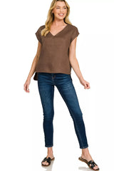 Trendsi Zenana Linen V-Neck Sleeveless Top -