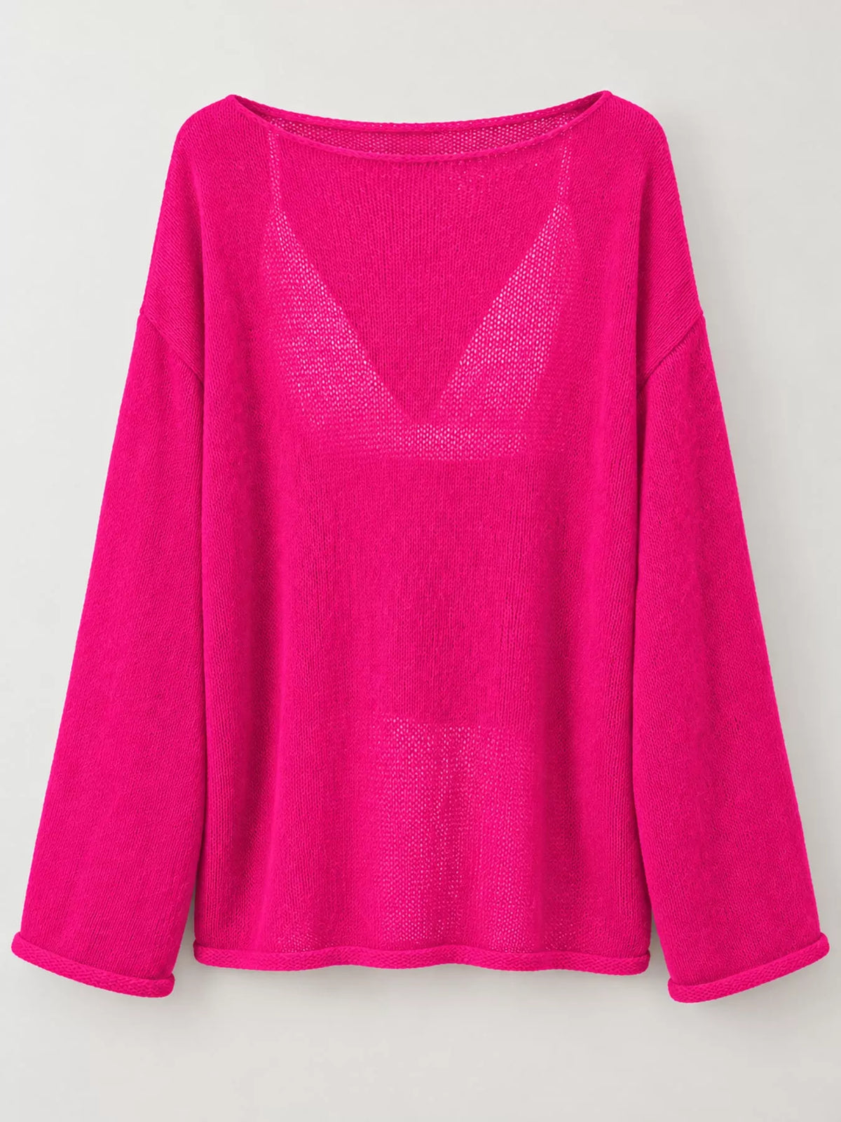 Knit cover-up, hot pink flat lay