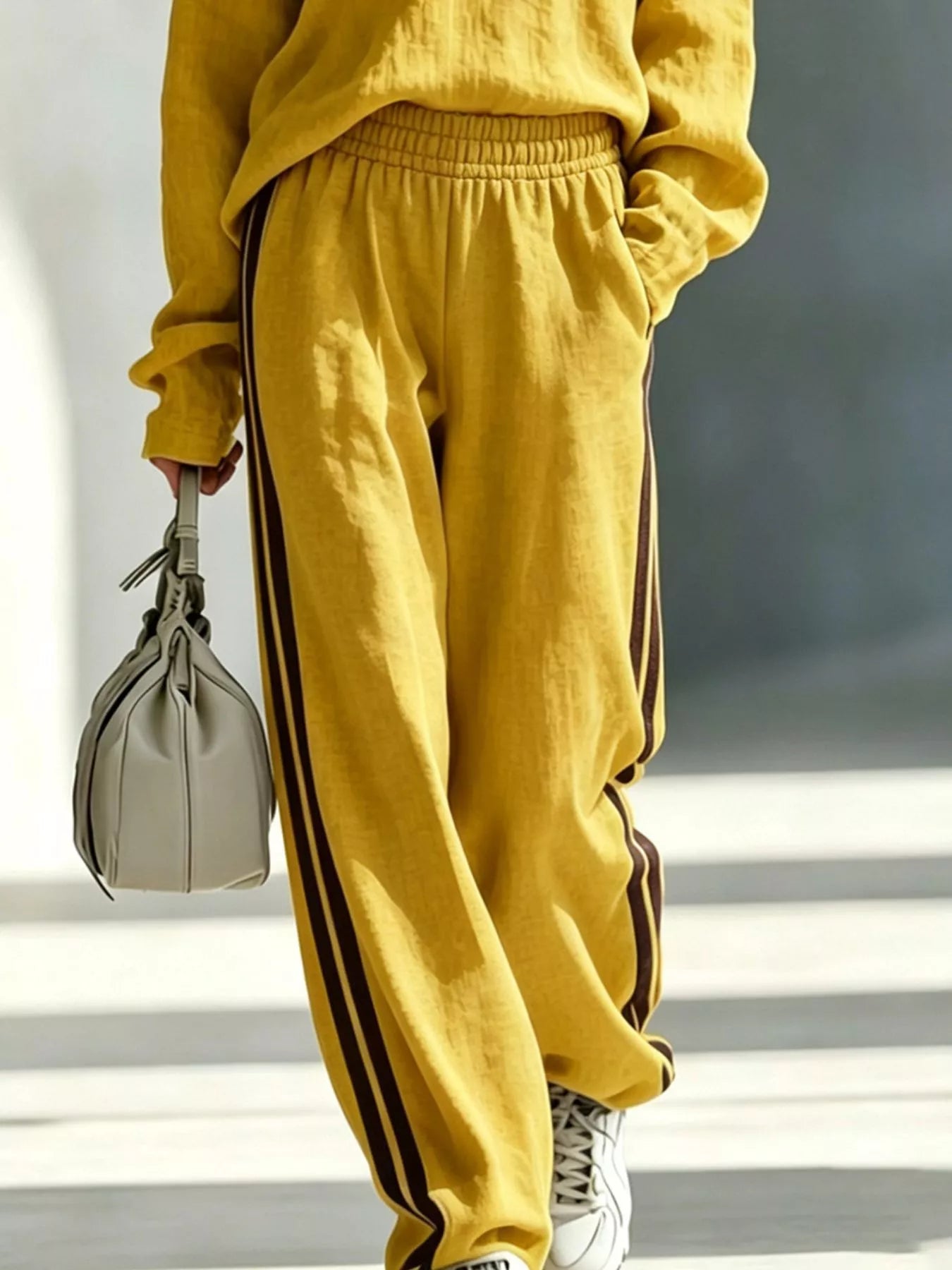 Trendsi Long Sleeve Top and Side-Striped Joggers Set -
