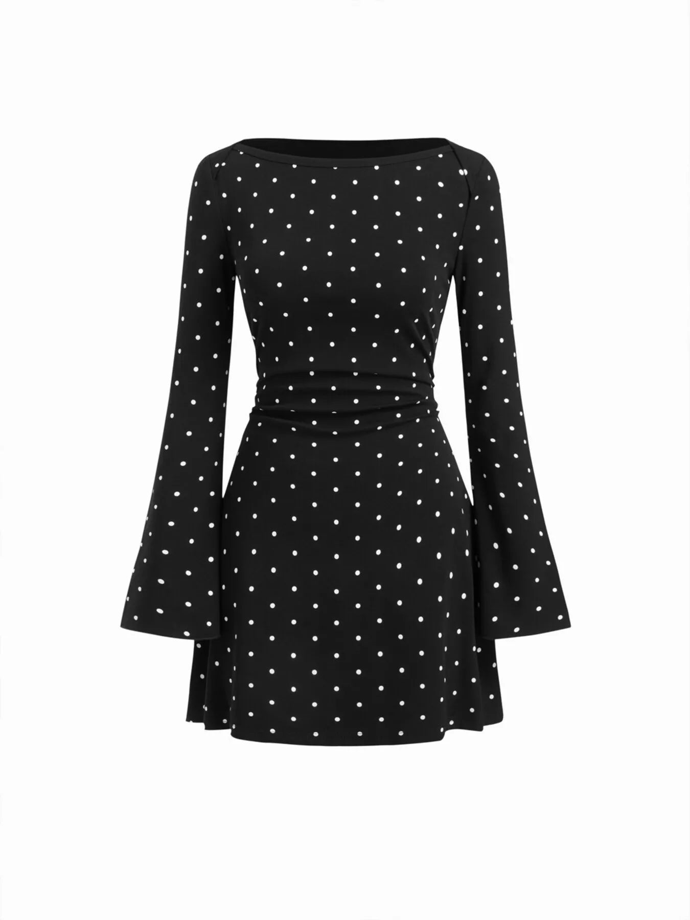 Trendsi Polka Dot Flare Sleeve Mini Dress -