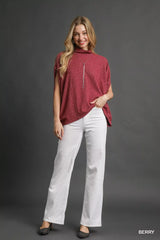 Trendsi Umgee Textured Mock Neck Relaxed Top -