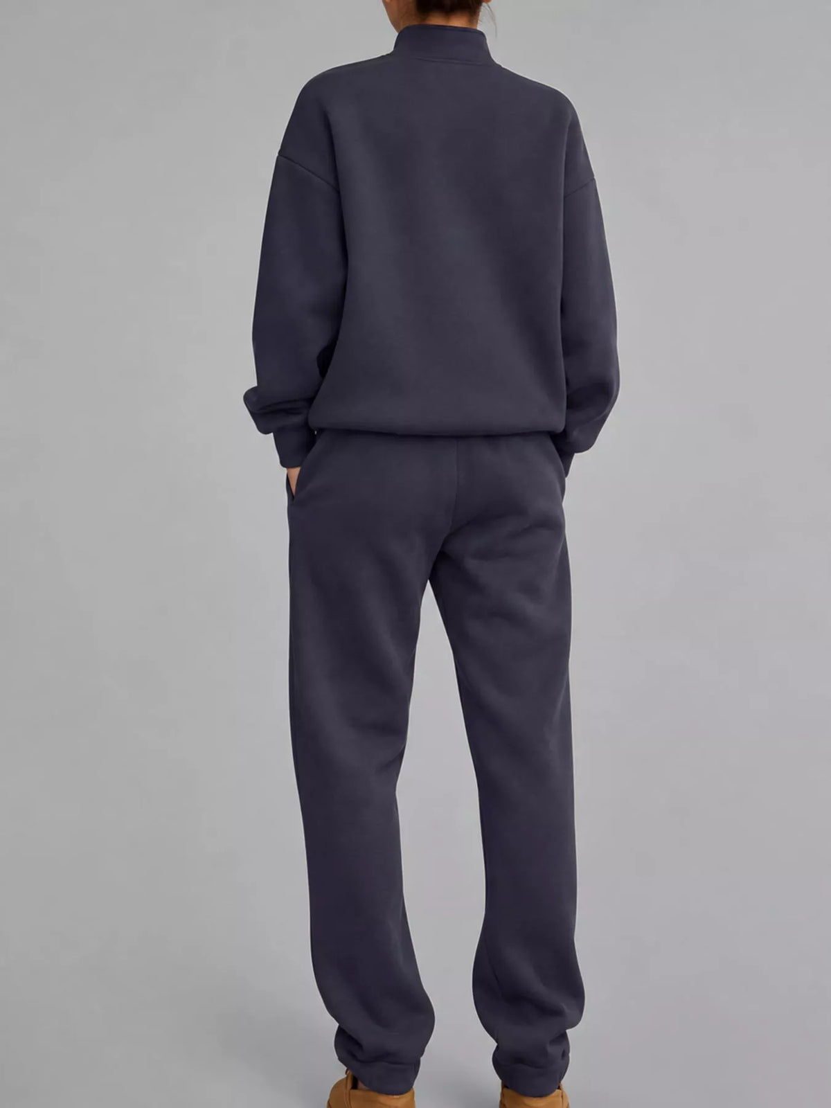 Half-zip top and pants set, navy back