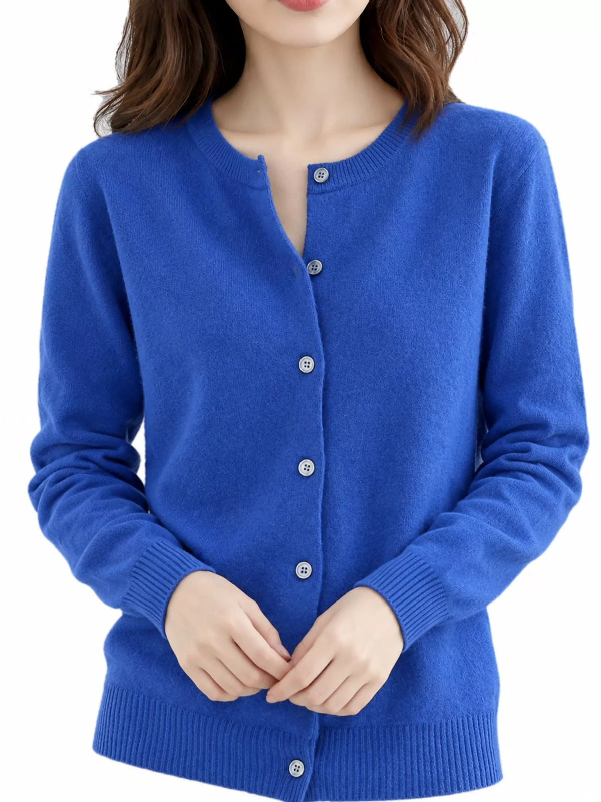 Button-down cardigan, royal blue front