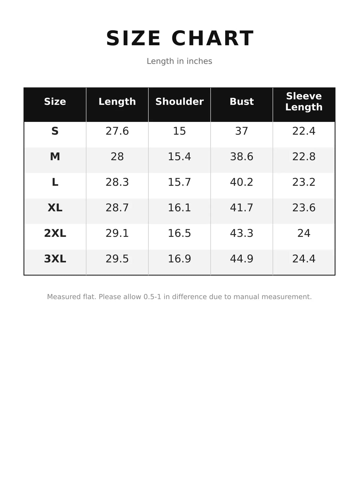 Size chart for leopard print oversized blazer