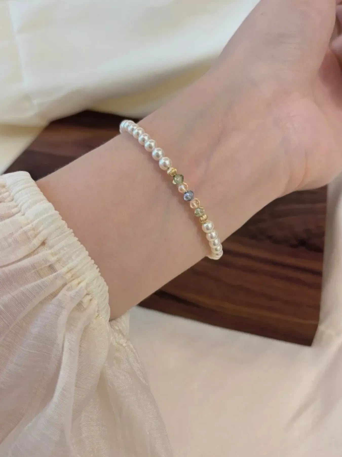 Trendsi 18K Gold-Plated Pearl Bracelet -