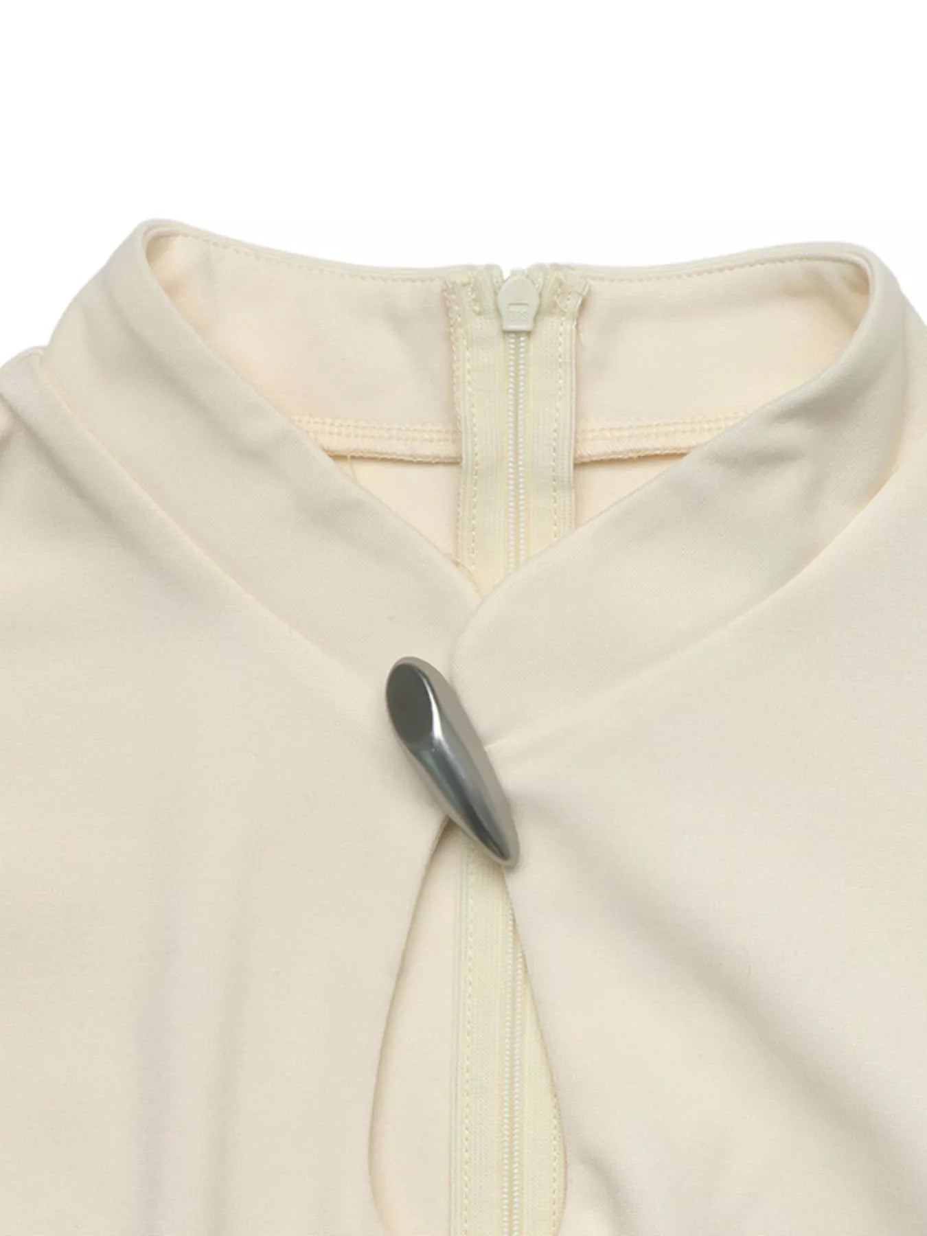 Trendsi Keyhole Neckline Long Sleeve A-Line Mini Dress -