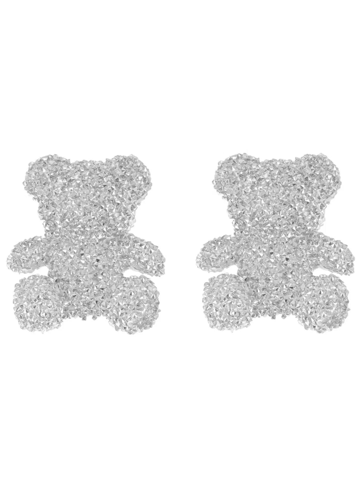 Silver teddy bear stud earrings