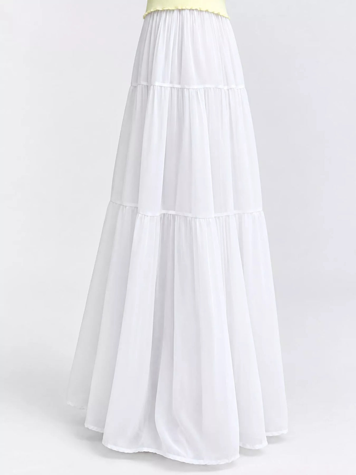 High-Waisted Tiered Pleated Maxi Skirt, front view