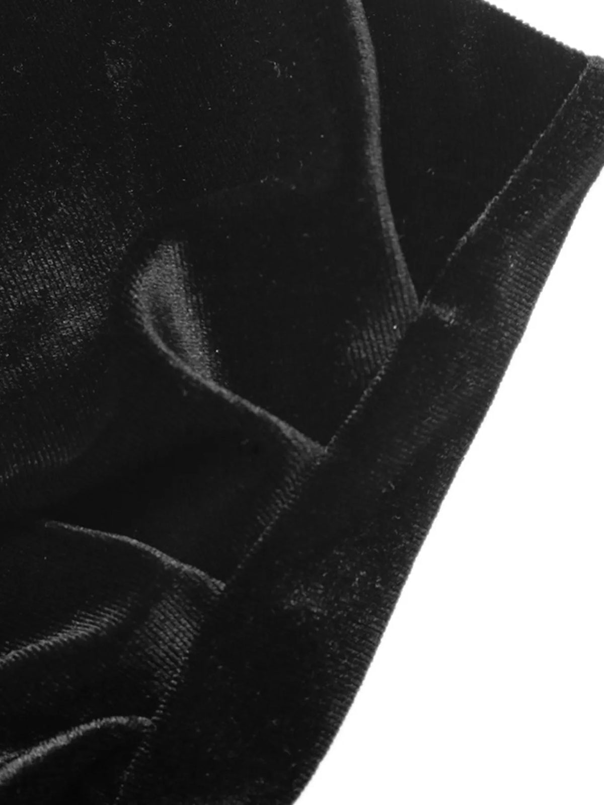 Black velvet mini skirt with lace trim, velvet panel detail