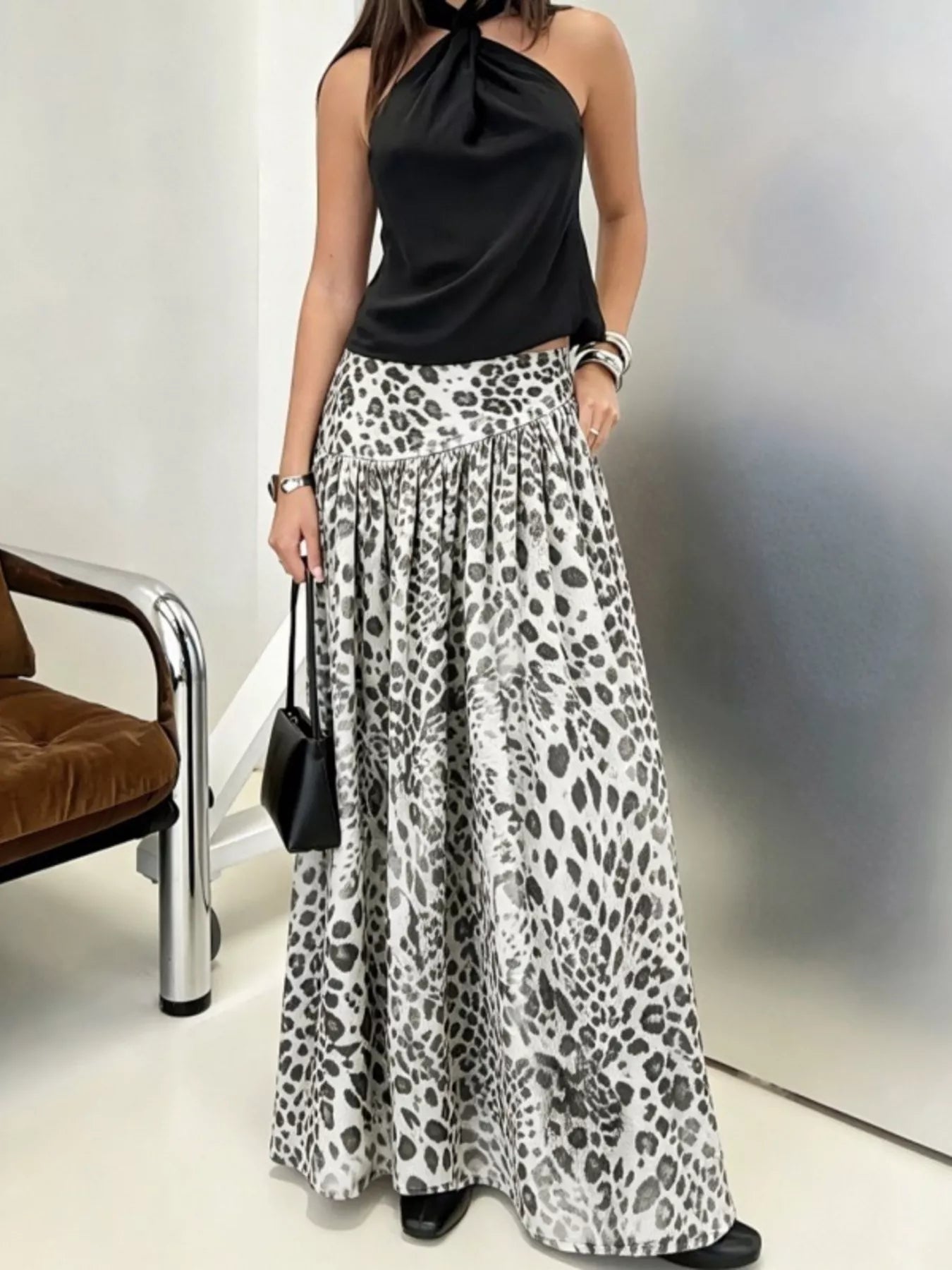 Trendsi Animal Print Maxi Skirt -