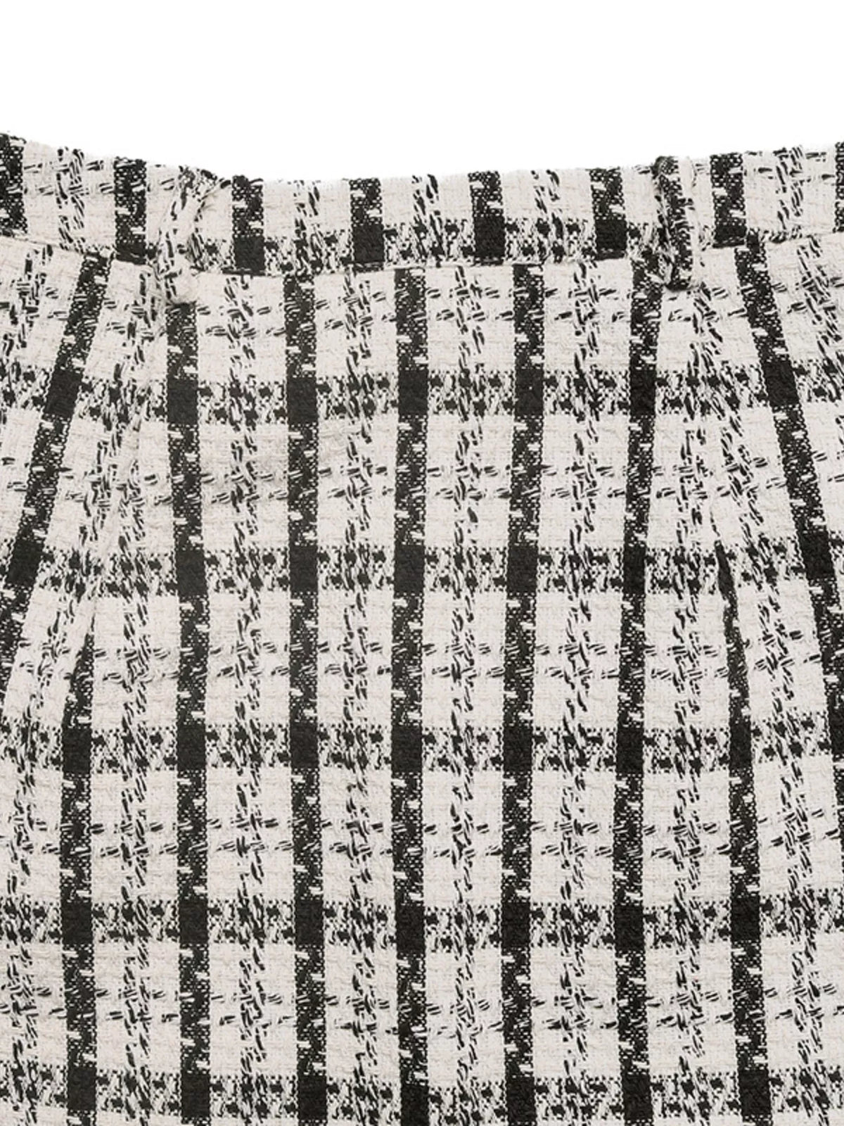 Black and white plaid midi skirt, fabric detail