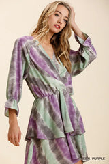 Trendsi Umgee Tie Dye Ruffled Layered Dress with Elastic Waistband -