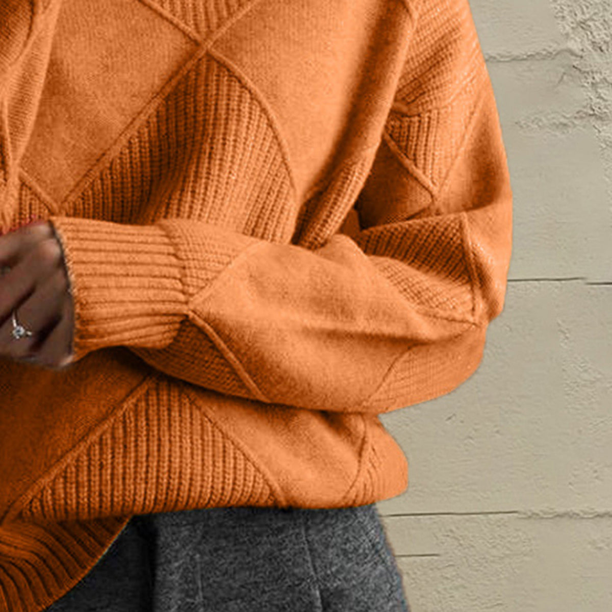 Trendsi Geometric Turtleneck Long Sleeve Sweater -