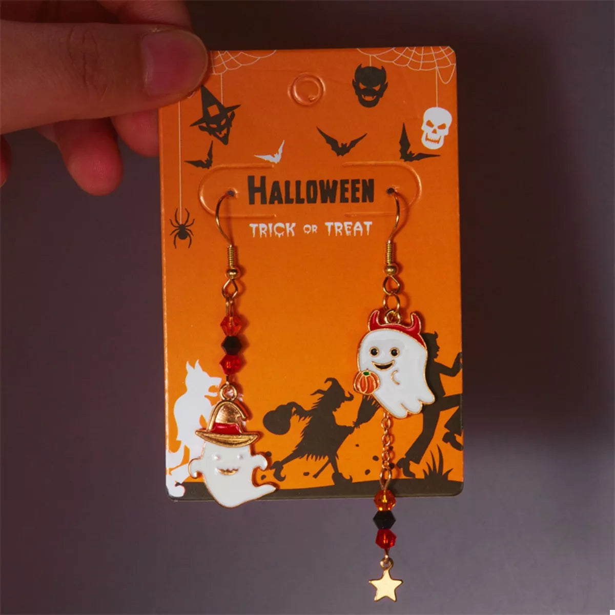Trendsi Halloween Ghost Pumpkin Drop Earrings -