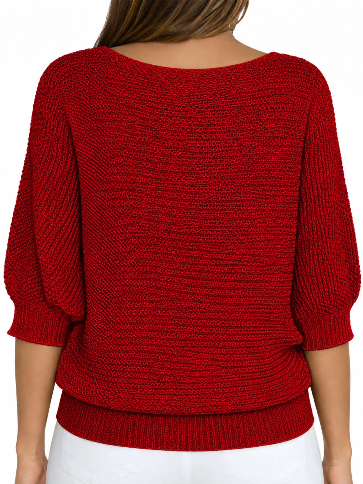 Three-quarter sleeve sweater, back view