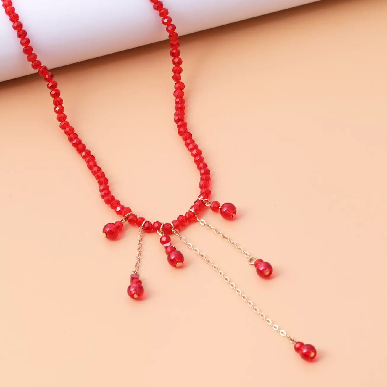 Trendsi Gothic Beaded Tassel Necklace -