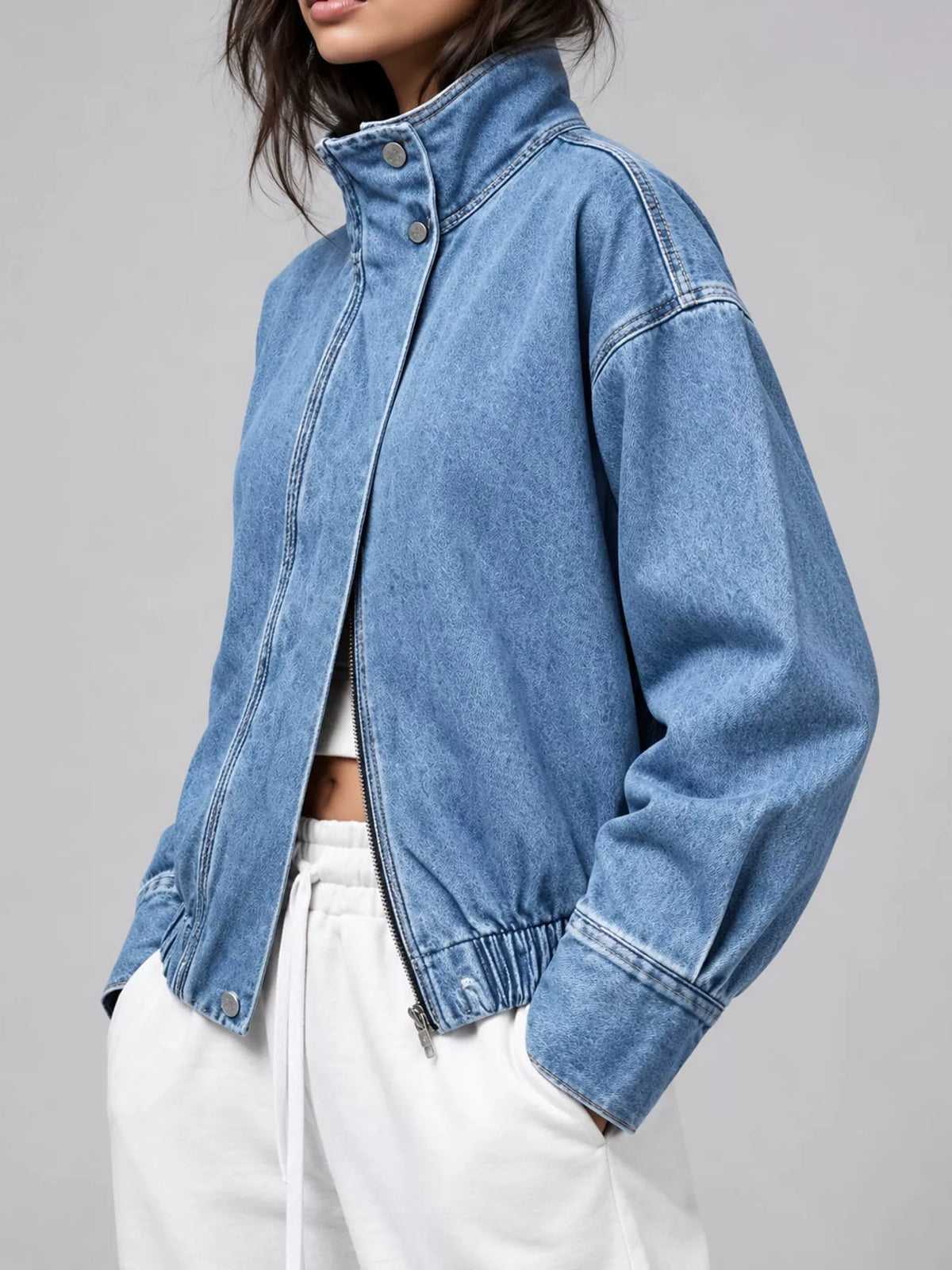Denim-look jacket, light blue side