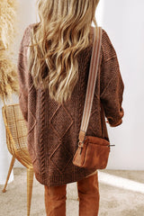 Trendsi Cable-Knit Round Neck Sweater Dress -