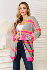 Trendsi Woven Right Ribbed Long Sleeve Cardigan -