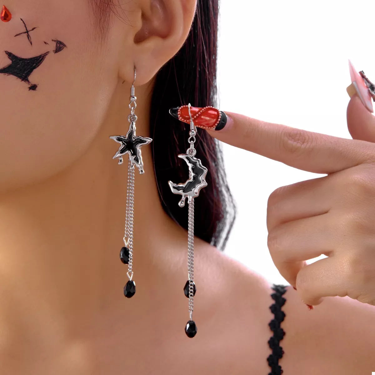 Trendsi Star & Moon Chain Drop Earrings -